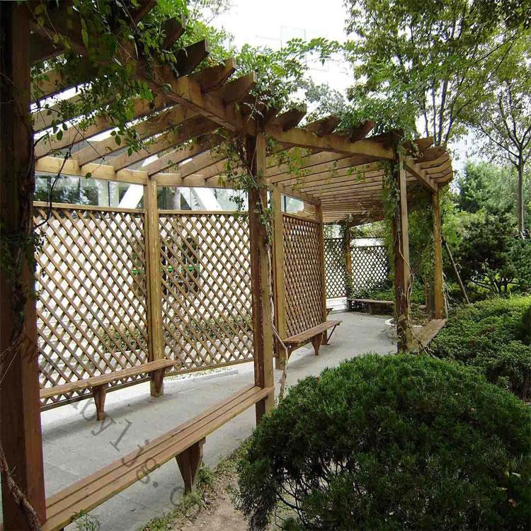定制公园景区防腐木爬藤架 度假区防腐木花架厂家 多种材质可选
