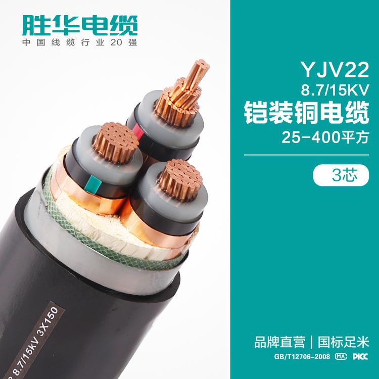 YJV22 8.1/15KV 阻燃铠装铜电缆 3芯  25-400平方  中国电线电缆品牌上市公司厂家定制国标 新乡电线电缆生产制造厂家现货报价联系