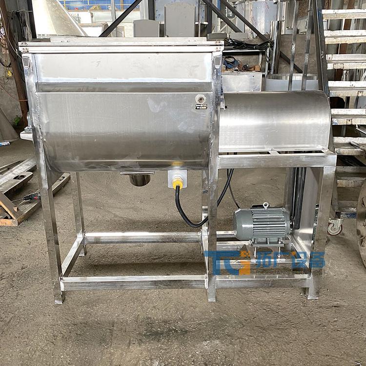 食品级卧式搅拌机宠物饲料颗粒干粉混合机不锈钢带挂壁双螺带混料机