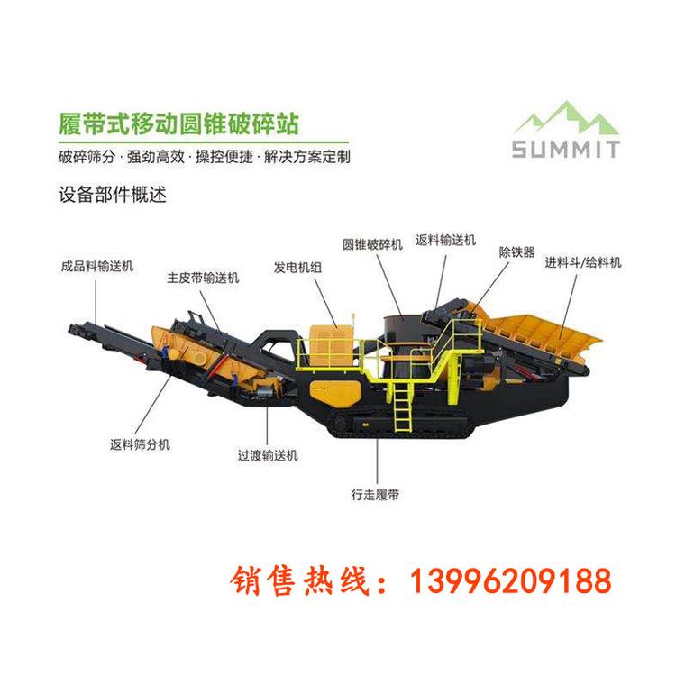 履带式移动圆锥破碎站配有专业除铁装置固废资源利用粉碎机重庆销售点