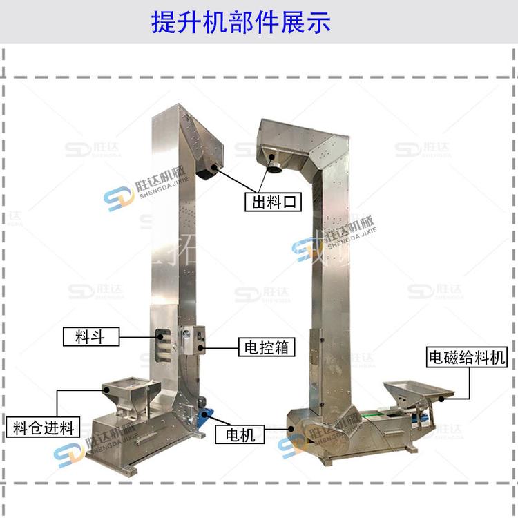 金桔片多点上料提升机不锈钢斗式输送机粮食食品Z型斗式斗提机料斗式提升机