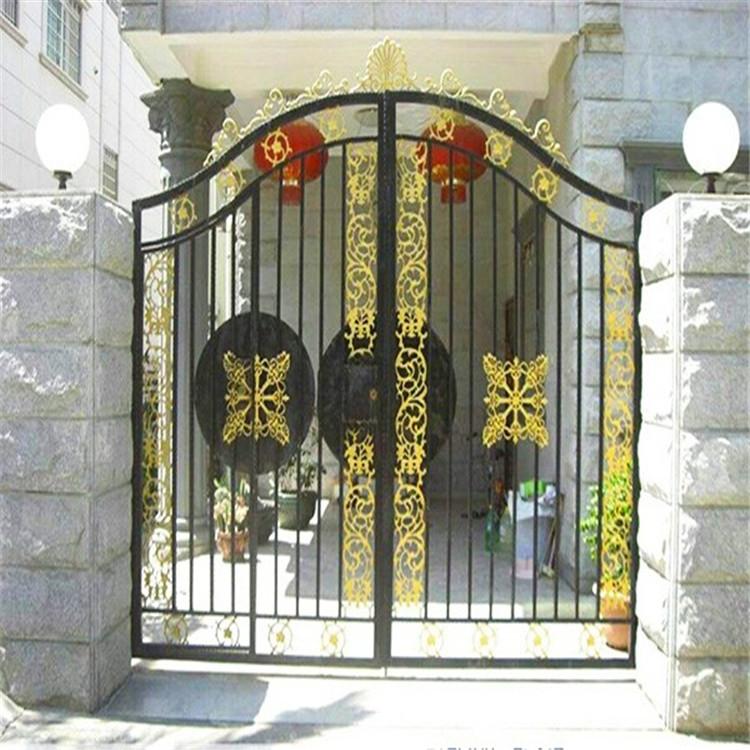 欧式豪华铁艺别墅大门 乡村庭院花园锌钢对开门 农村院子家用围墙大门