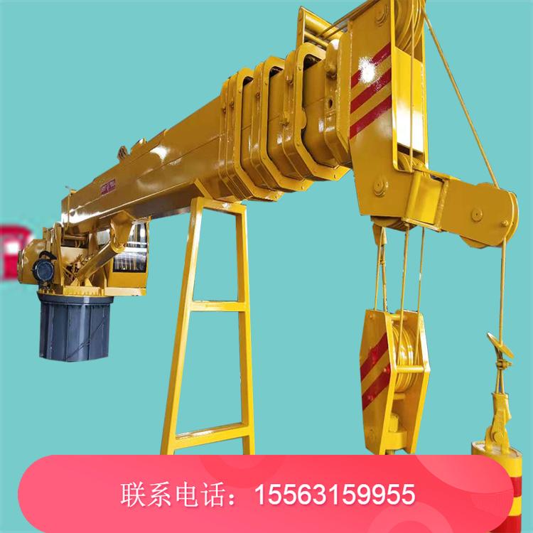 码头固定船吊 加长臂360旋转液压船用起重机 码头吊甲板吊