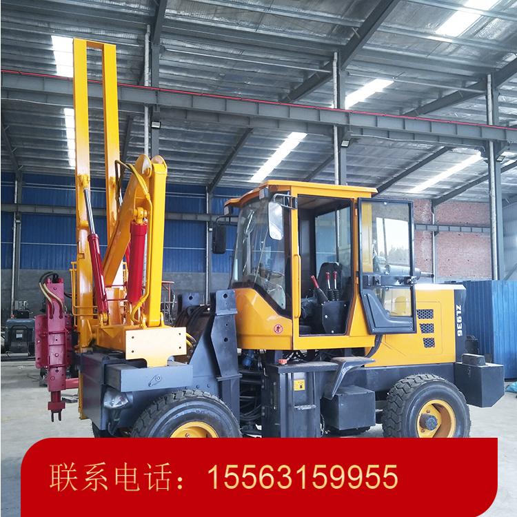 公路护栏打桩机厂家 高速公路护栏打眼压桩机 装载式多功能打桩机