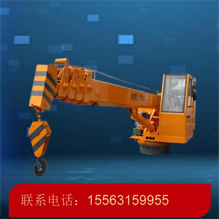 8吨固定式吊车 小型船用码头吊 甲板固定吊车 液压伸缩臂船吊
