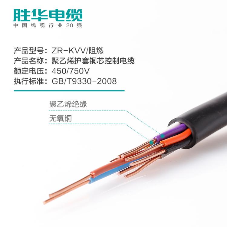 胜华电缆 ZR-KVV 阻燃 铜芯控制电缆线 2-61芯  0.75 /1/1.5/2.5/4平方   护套线国标生产厂家   电缆电线厂家 保检测  厂家直销