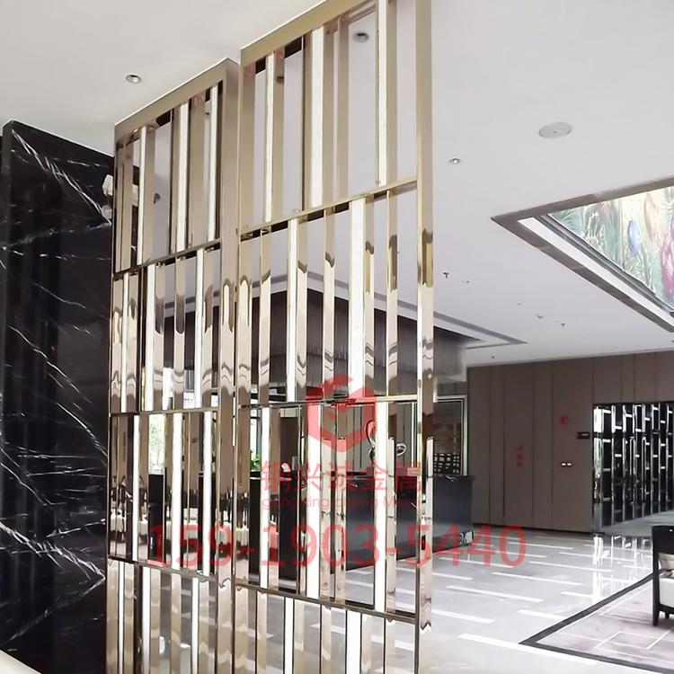 不锈钢屏风 中式镂空屏风隔断 免费设计定制加工不锈钢屏风玫瑰金