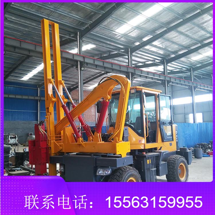 高速公路波形护栏打桩机 防撞护栏打桩机 全液压打拔钻孔一体机