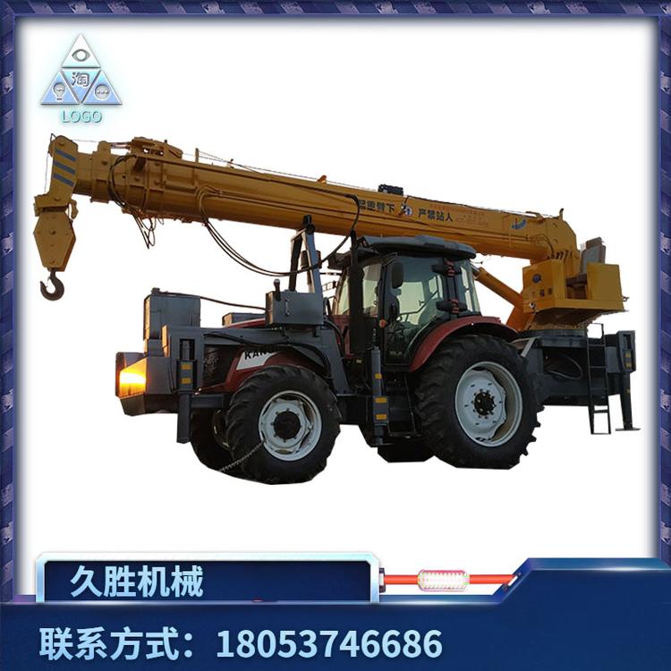吊电线杆四驱越野轮式拖拉机吊车 8吨加装螺旋钻拖拉机吊车 拖拉机起重机
