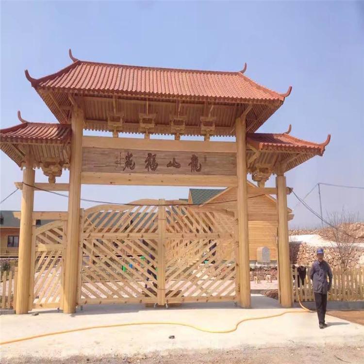 河南防腐木门楼供货商 复古景观门头 品质保障 极速发货