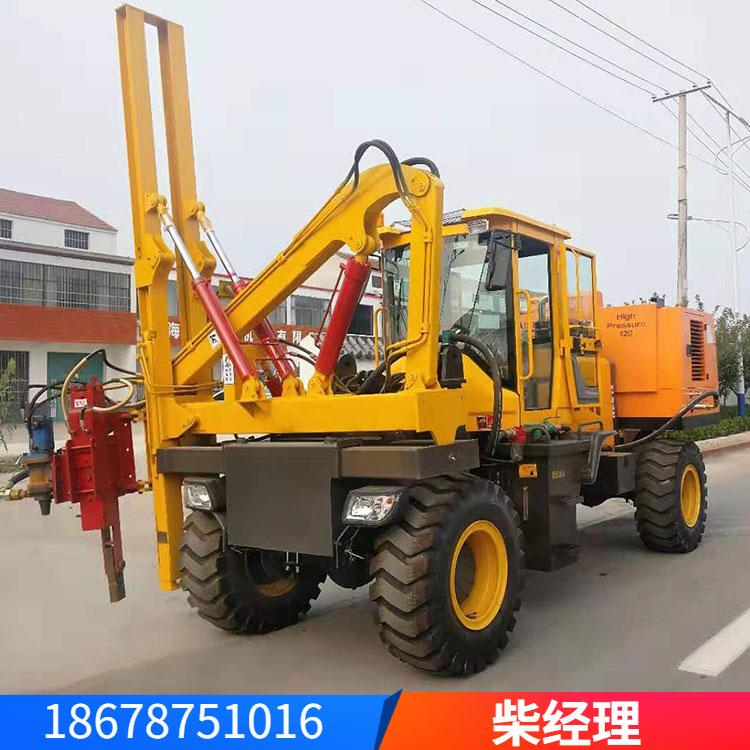 装载式路面钻孔机波形护栏打桩机 公路压桩机  高速公路打拔一体机 久胜机械