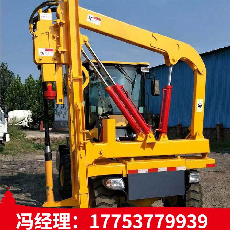 JS940高速公路装载机护栏打桩机 车载式波形护栏小四轮打拔钻一体机 公路地基打桩机