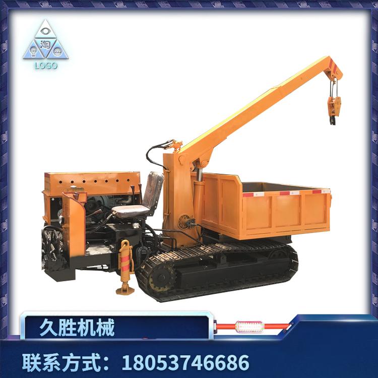 自卸履带随车吊 农用水田可用钢制履带底盘随车平板吊 自备吊起重机 久胜机械