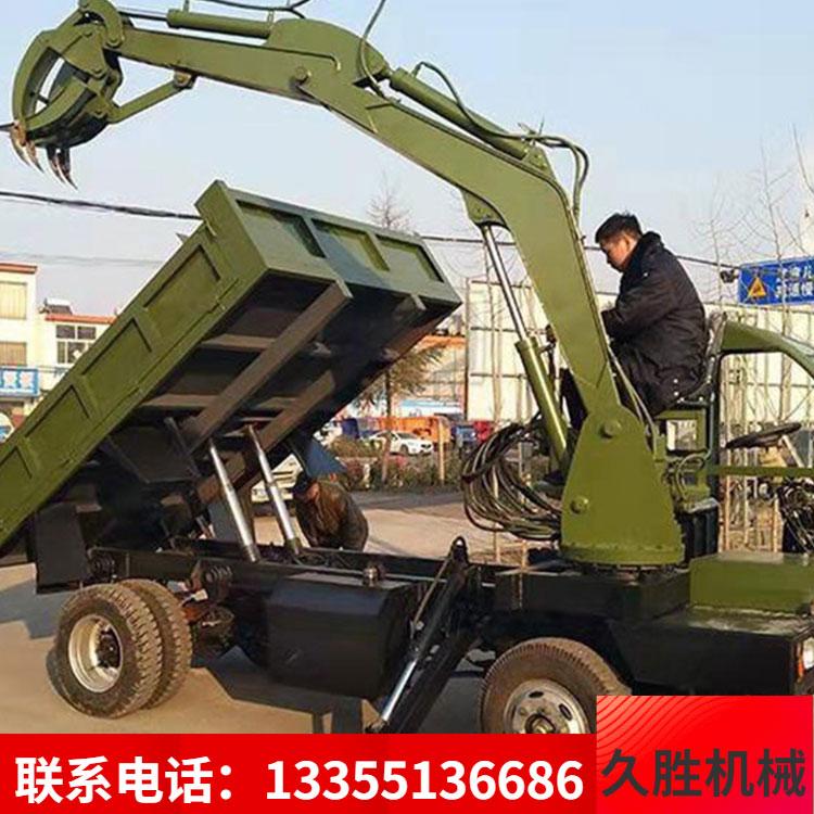 四不像四驱随车挖2020新款拉沙拉石头河道清淤专用车轮式随车挖