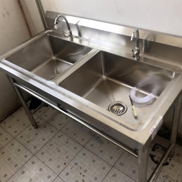厨房洗菜池 酒店商用不锈钢厨具双星水槽水池 加厚不锈钢饭店洗菜吸收水池 规格定制