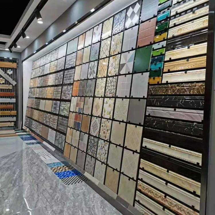 瓷砖展架冲孔板800地砖展架300洞洞板样品展示架陶瓷架木地板展架 纯钢板定制每平方单价