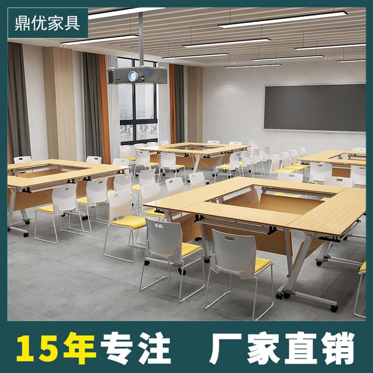 移动方形桌可移动组合拼接学生桌带轮 彩色美术室桌椅条形培训桌