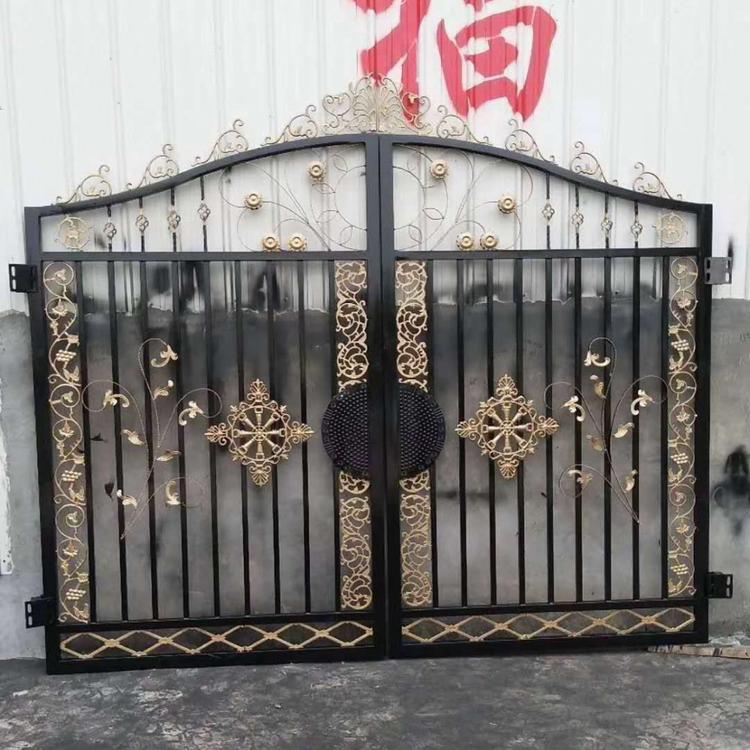 精致铁艺大门- 欧式小区花园门-定制 庭院平开门院墙平移门-别墅折叠铁大门