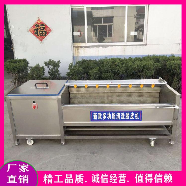 供应自动莲藕土豆去皮毛辊清洗机 根茎类果蔬清洗去皮机 白萝卜去皮清洗机