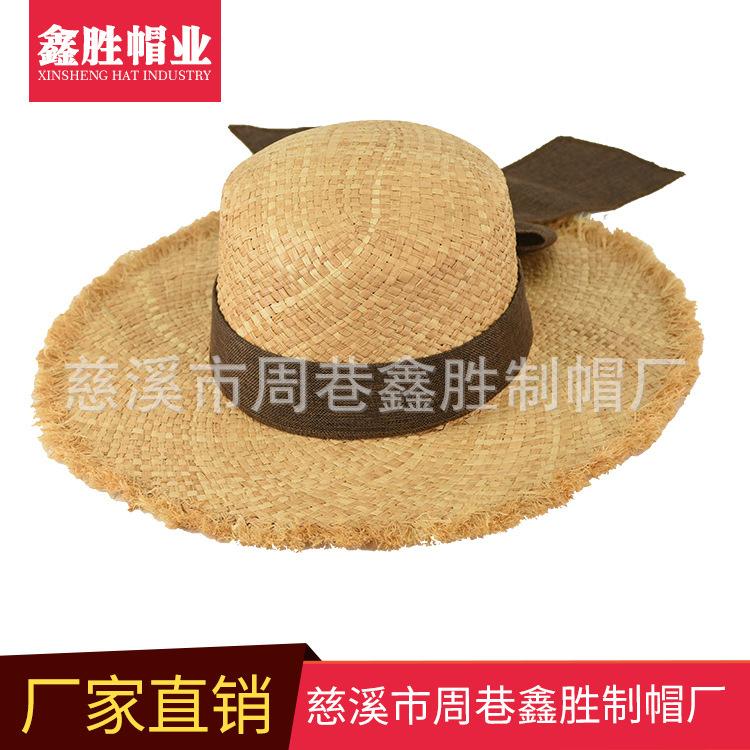 遮阳草帽透气草帽时尚休闲帽户外观光旅游帽拉菲草草帽批发