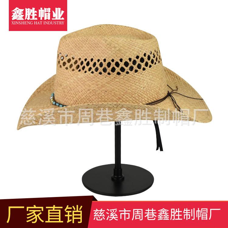 防晒巴拿马草帽户外遮阳休闲草帽拉菲草草帽复古牛仔帽