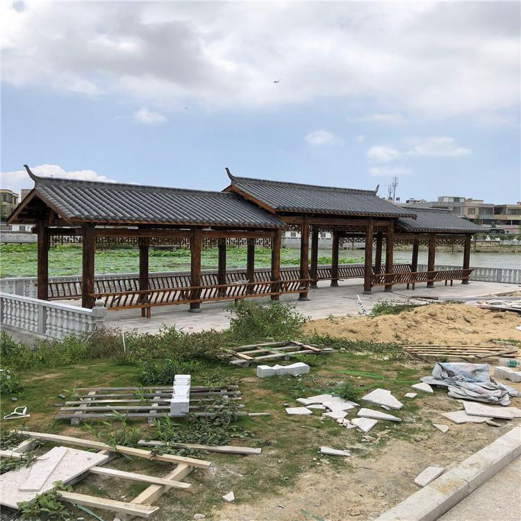 河南防腐木长廊 古建木质长廊 公园文化长廊定制