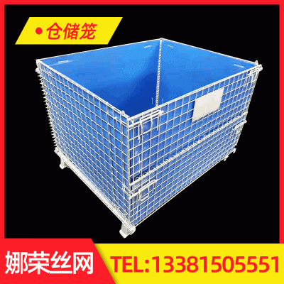上海现货80*60折叠式仓储笼 物流金属周转箱移动快递分拣铁丝网框