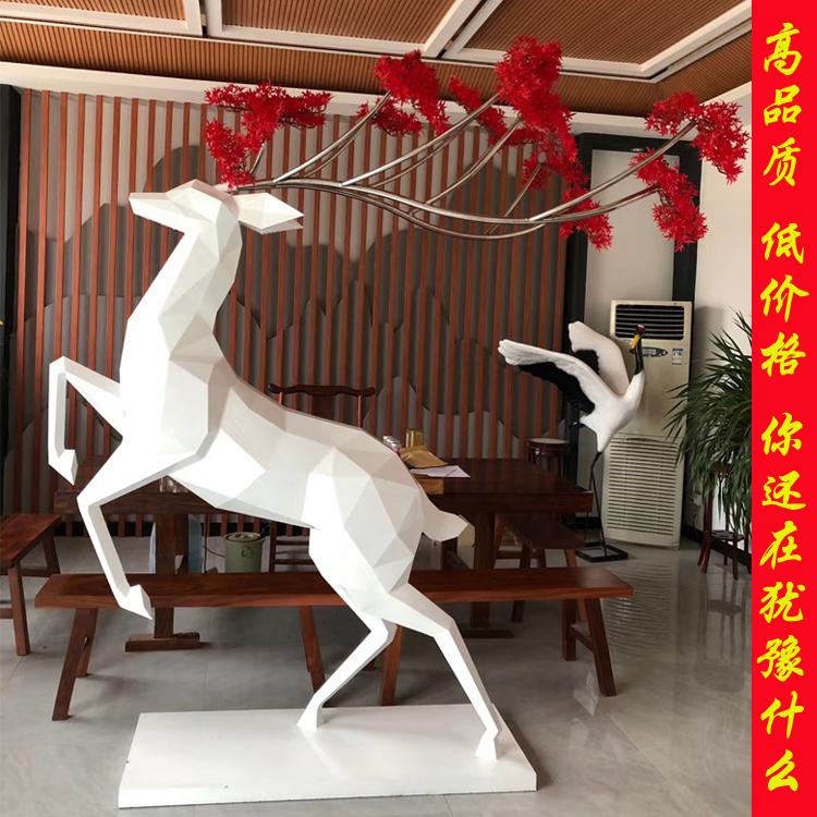 不锈钢切面鹿   抽象鹿  白鹿雕塑  园林广场景观雕塑摆件