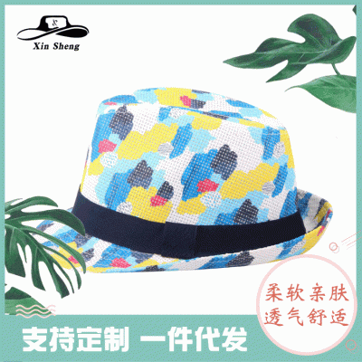 新款印花成人帽礼帽夏季儿童旅游户外沙滩帽遮阳帽