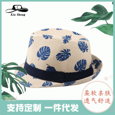 厂家直销印花礼帽 春夏新款亲子纸布草帽户外旅游遮阳帽防晒百搭