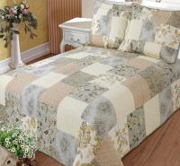 家纺手工拼布全棉绗缝被 素色拼接床盖
