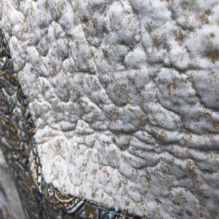 全棉绗缝被 素色拼接床盖 手工绗缝被