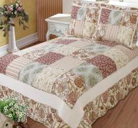 全棉拼接床盖式绗缝被 压花边单人床上绗缝