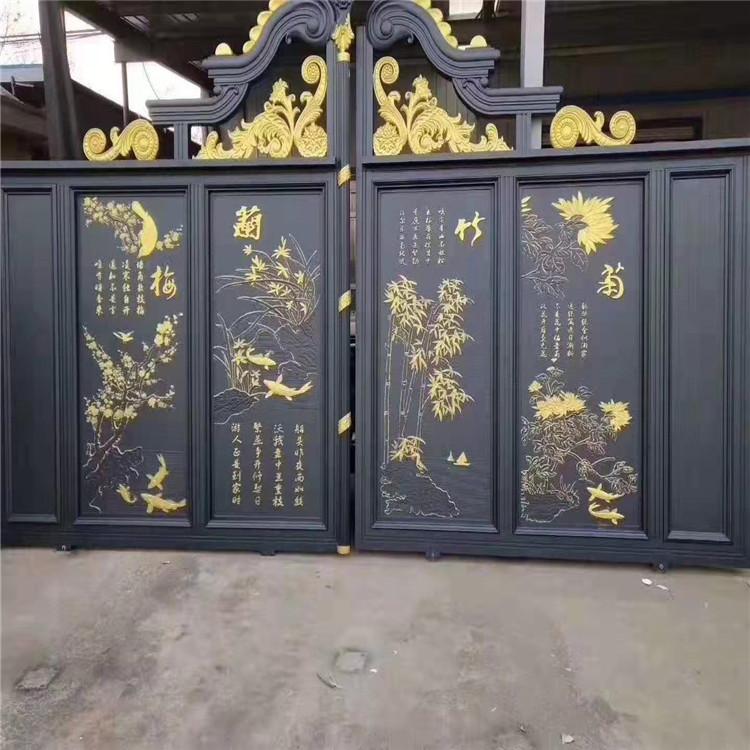 铝艺庭院大门 别墅铸铝合金农村院子围墙 电自动平开推拉折叠大门