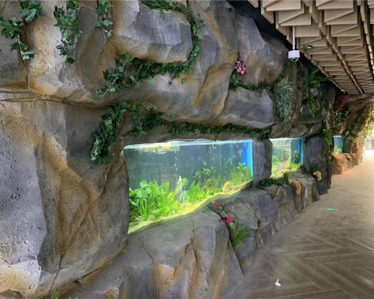 混凝土假山 湘岩园林 挡土墙假山施工