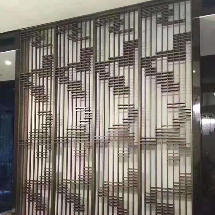 不锈钢屏风隔断新中式钛金花格现代简约金属镂空浮雕花铝玄关定制