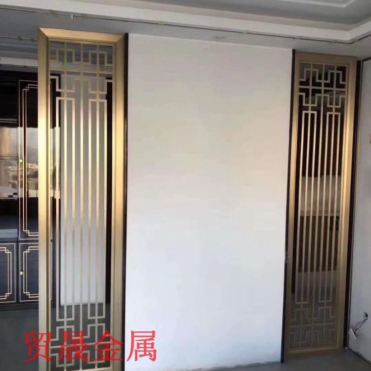 不锈钢屏风隔断钛金客厅定制镂空雕花背景玄关中式装修遮现代简约