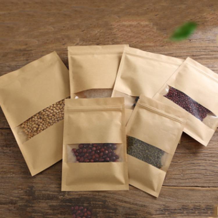三边封开窗牛皮纸袋定制可印刷干果防油茶叶零食品拉链自封包装袋