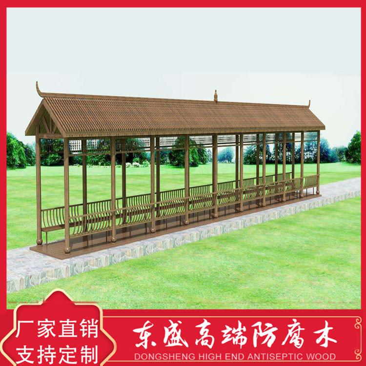 仿古防腐木长廊 防腐木廊架 木质长廊 适用范围广 寿命长
