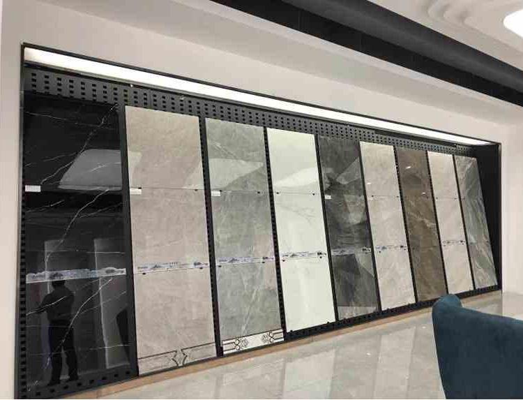 镀锌板冲孔板瓷砖800展示架黑色瓷砖挂钩展示架