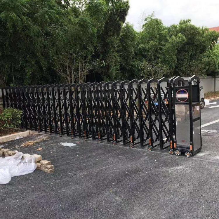 医院无轨遥控伸缩门 工地不锈钢遥控电动大门 学校铝合金电动伸缩门_企业单位遥控大门