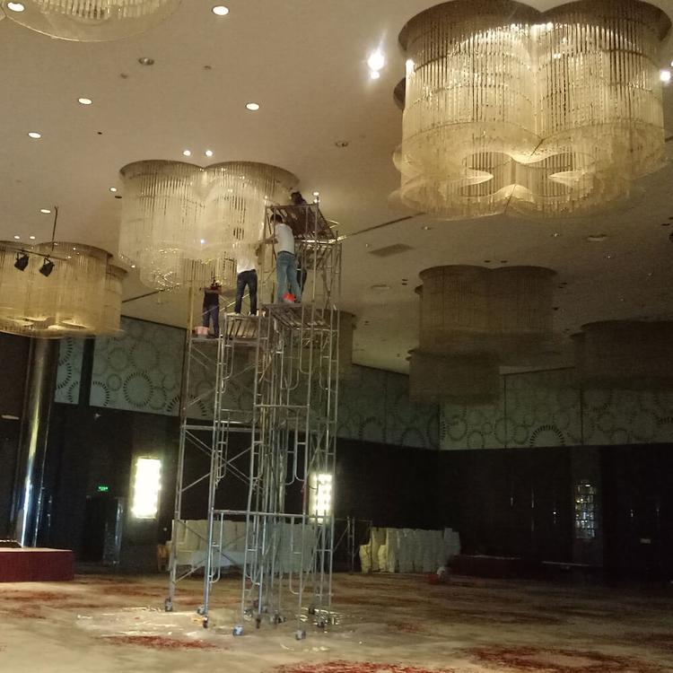 绍兴清洗休闲会所水晶灯,清洗吸顶灯