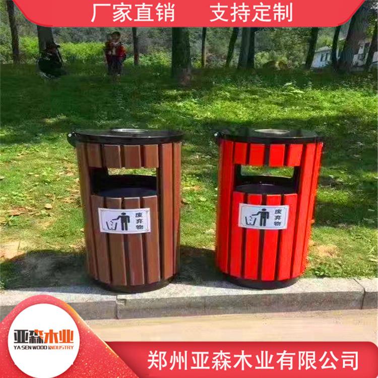 双桶分类垃圾桶 防腐木垃圾箱 全国销售 欢迎订购