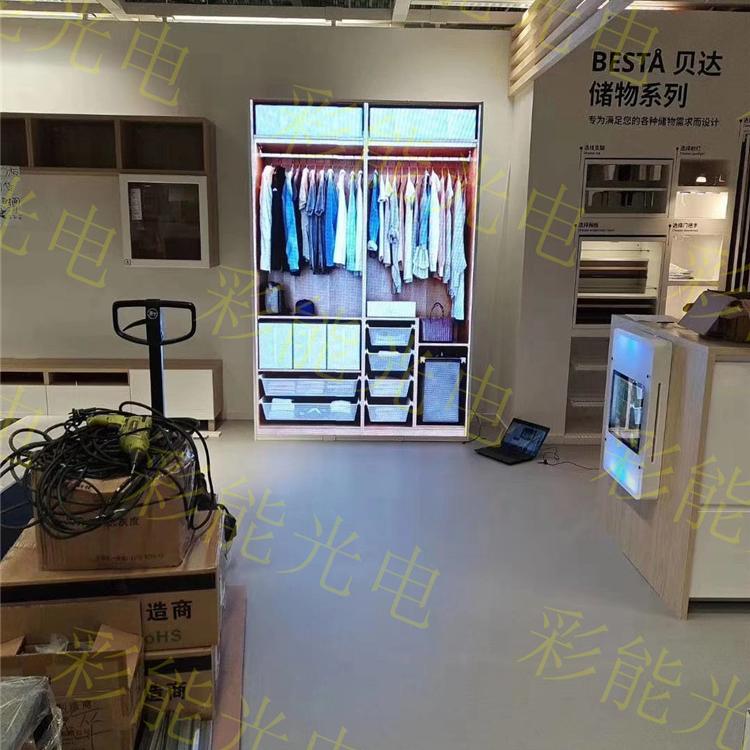 彩能光电－P2定制室内全彩LED高清显示屏 展厅LED显示屏 衣橱LED显示屏 衣服样品展示屏 3D智能衣柜镜  LED大屏 LED显示屏 服装专卖店高清LED橱窗显示屏设计方案