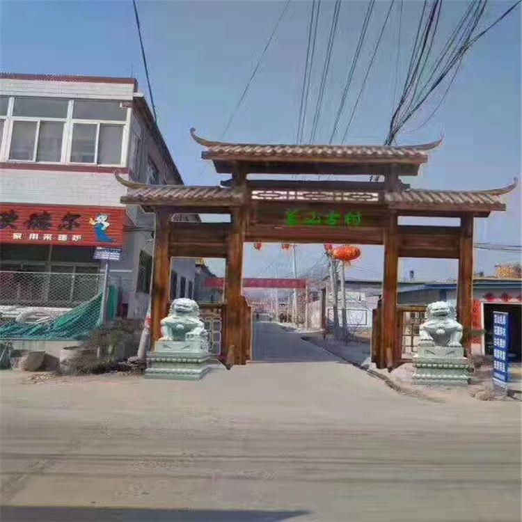 山西防腐木门头 户外防腐木门头 碳化木门楼定制