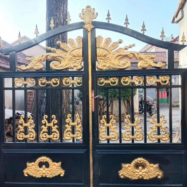 定做欧式铁艺庭院大门  小区住宅铸铁平开门 锌钢焊接平移门质量保证