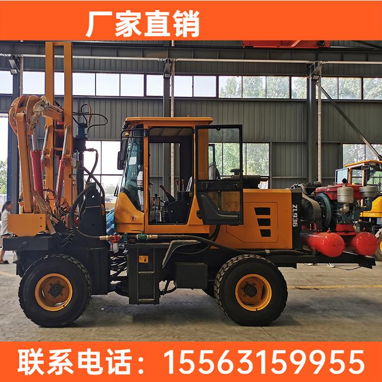 公路护栏液压打桩机 四轮装载式护栏钻孔机 高速公路护栏拔桩机