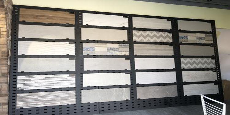 冲孔板落地式瓷砖展示架 样板瓷砖片货架单面式瓷砖展架