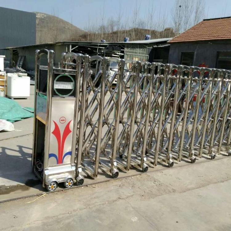 济南不锈钢伸缩门 小区抗风电动遥控门 学校无轨伸缩大门 伸缩自动折叠门