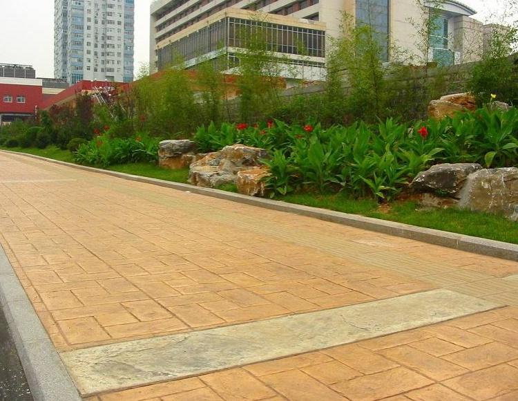 压花地坪技术施工 压花地坪路面施工 彩色压花地坪路面
